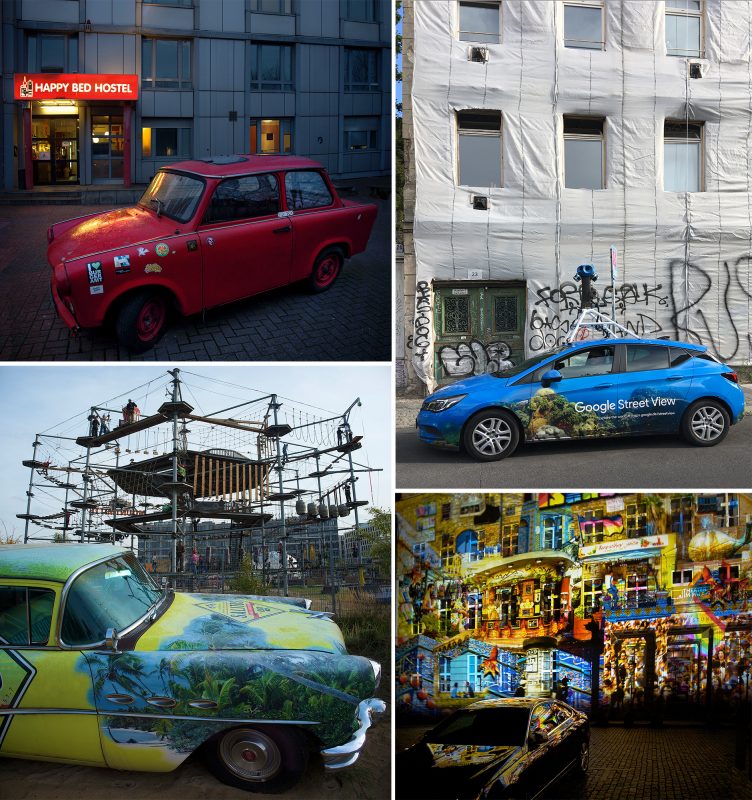 Google street, bemalte Autos, Graffiti, city of light