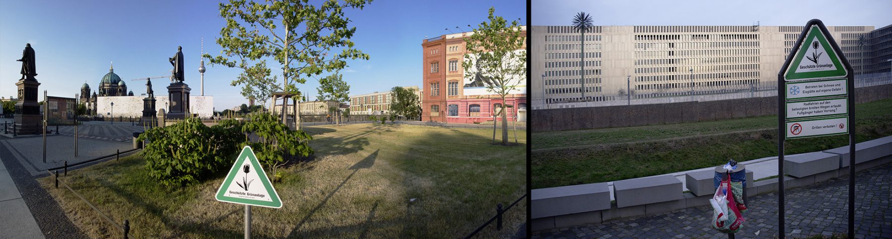 BND Kunstpalme, Skulpturen Schinkelplatz, geschützte Welten