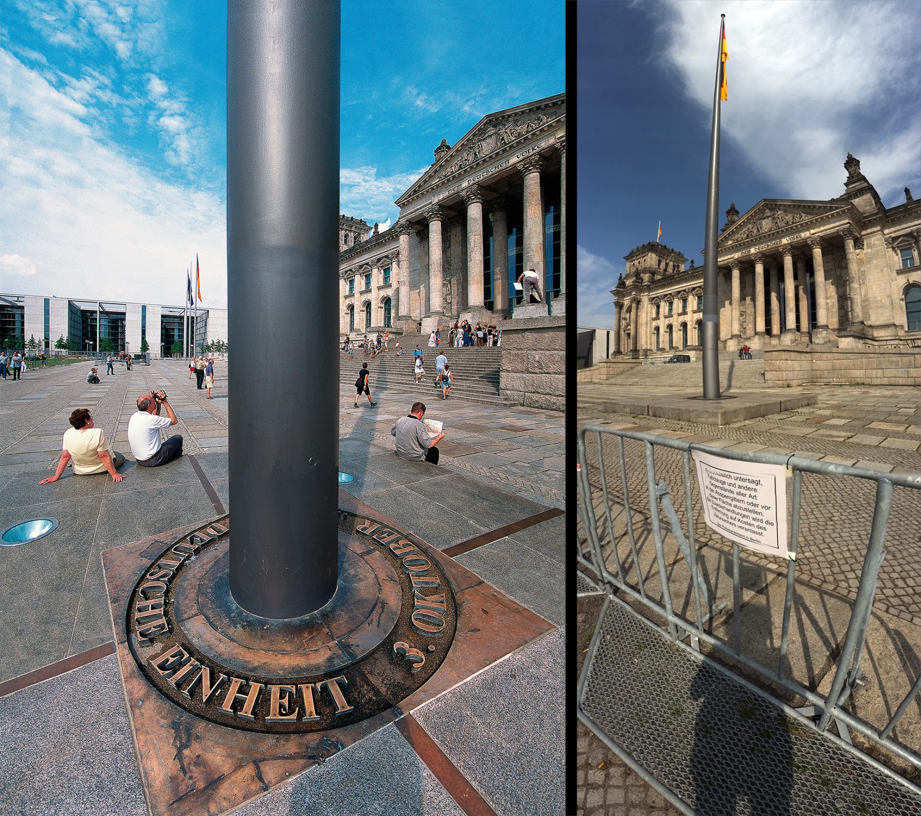 Reichstag, Einheitsinschrift, Absperrungen