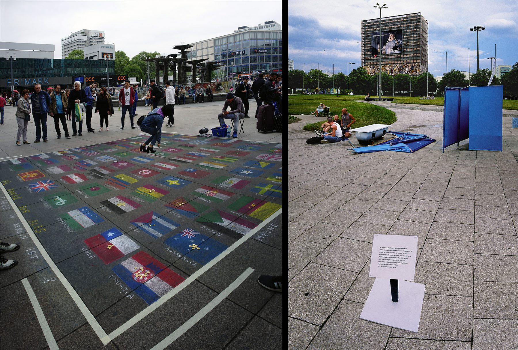 Alexanderplatz, Haus des Lehrers, Performance, Pflastermaler