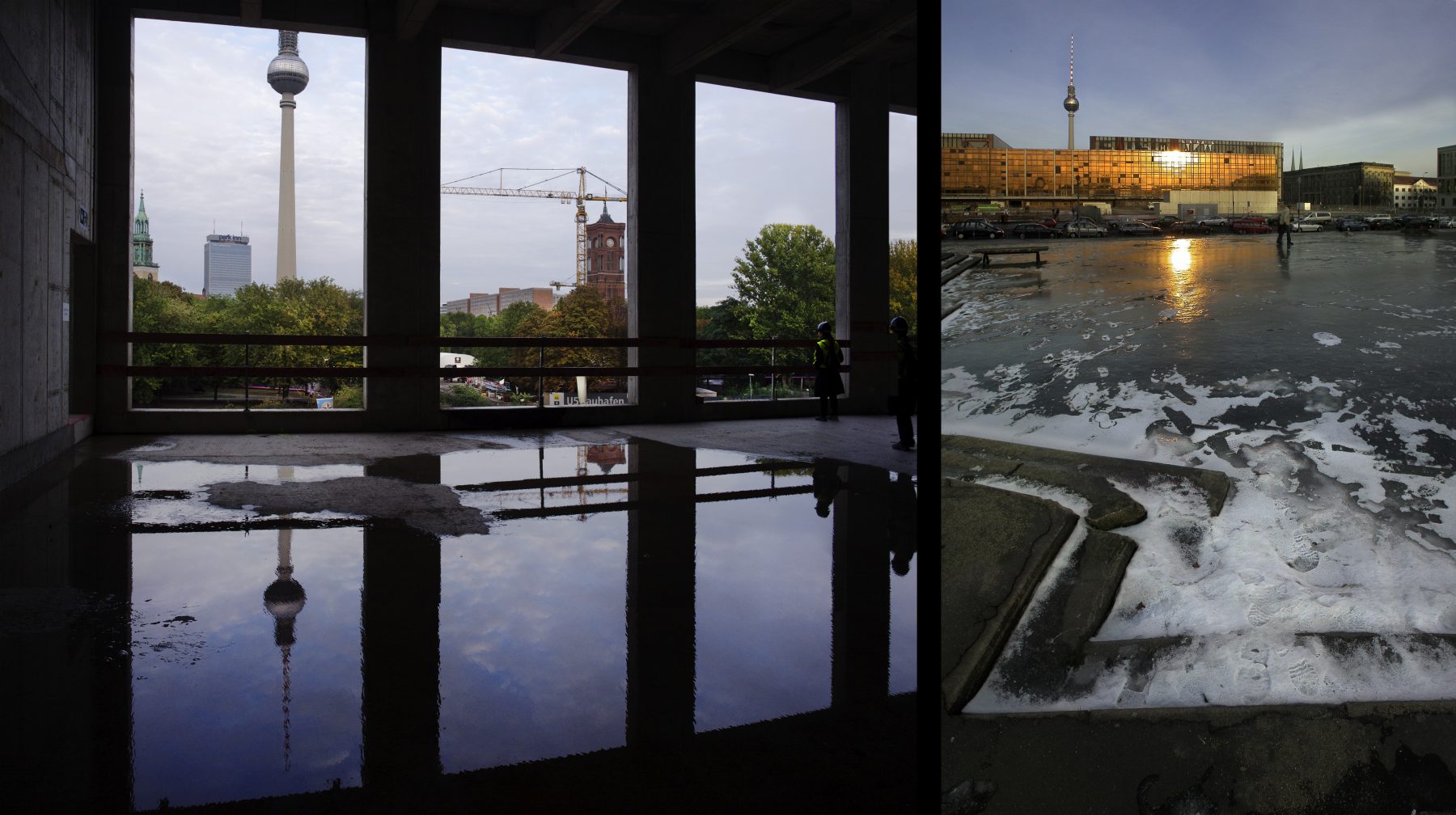 Palast der Republik, Eisfläche, Schloßbaustelle