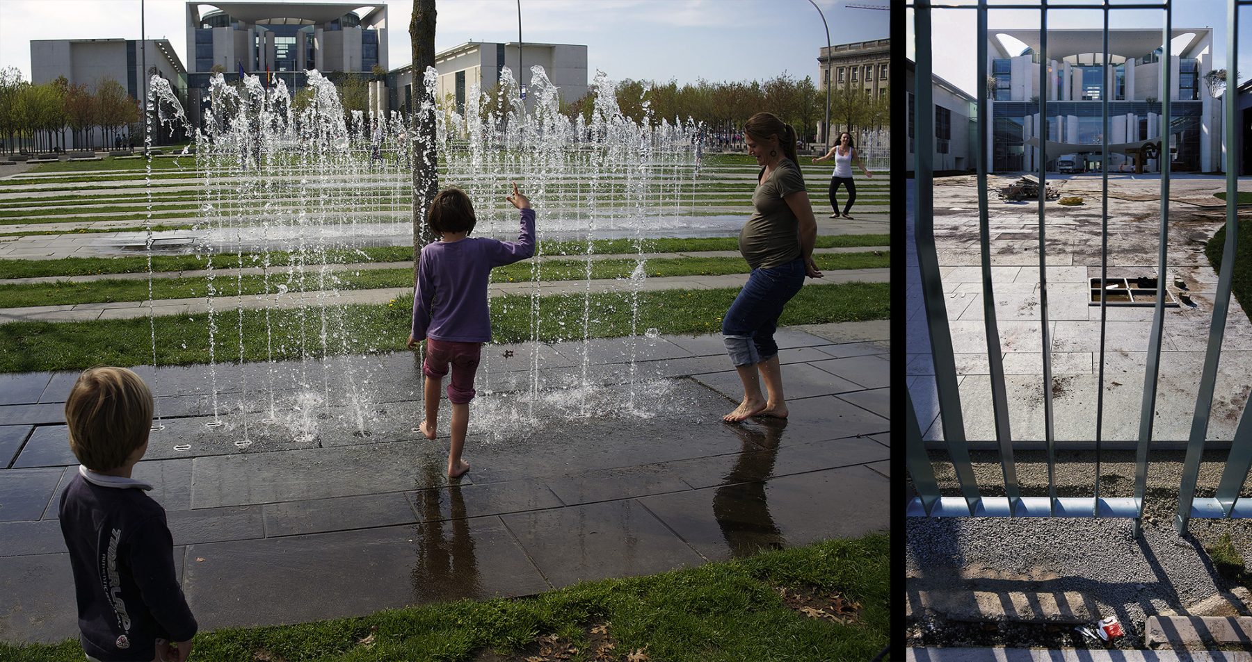 Berlin, Kanzleramt, Absperrung, Wasserspiele, Springbrunnen
