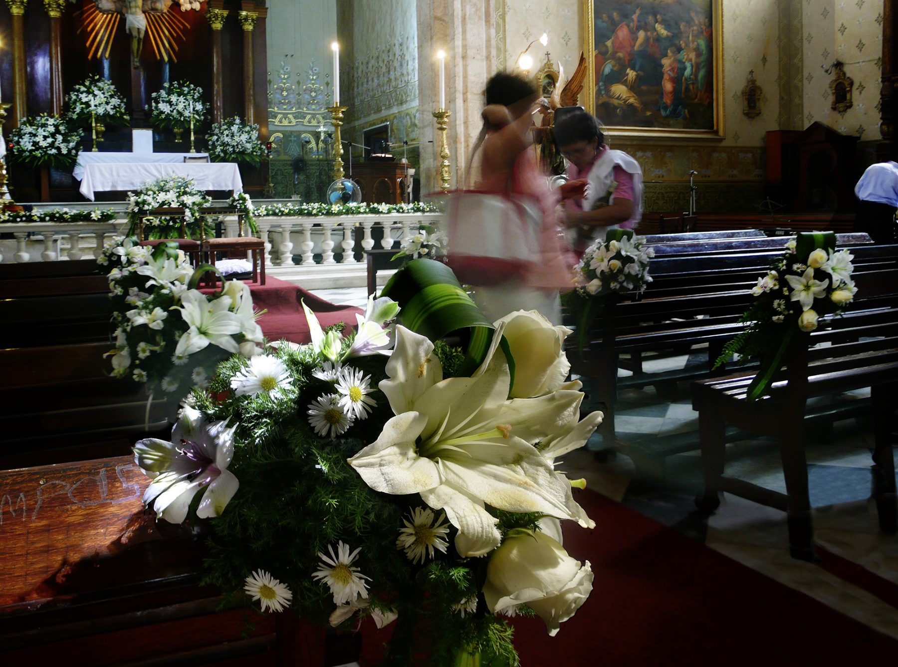 Mexiko, Campeche, Kirche, Blumenschmuck