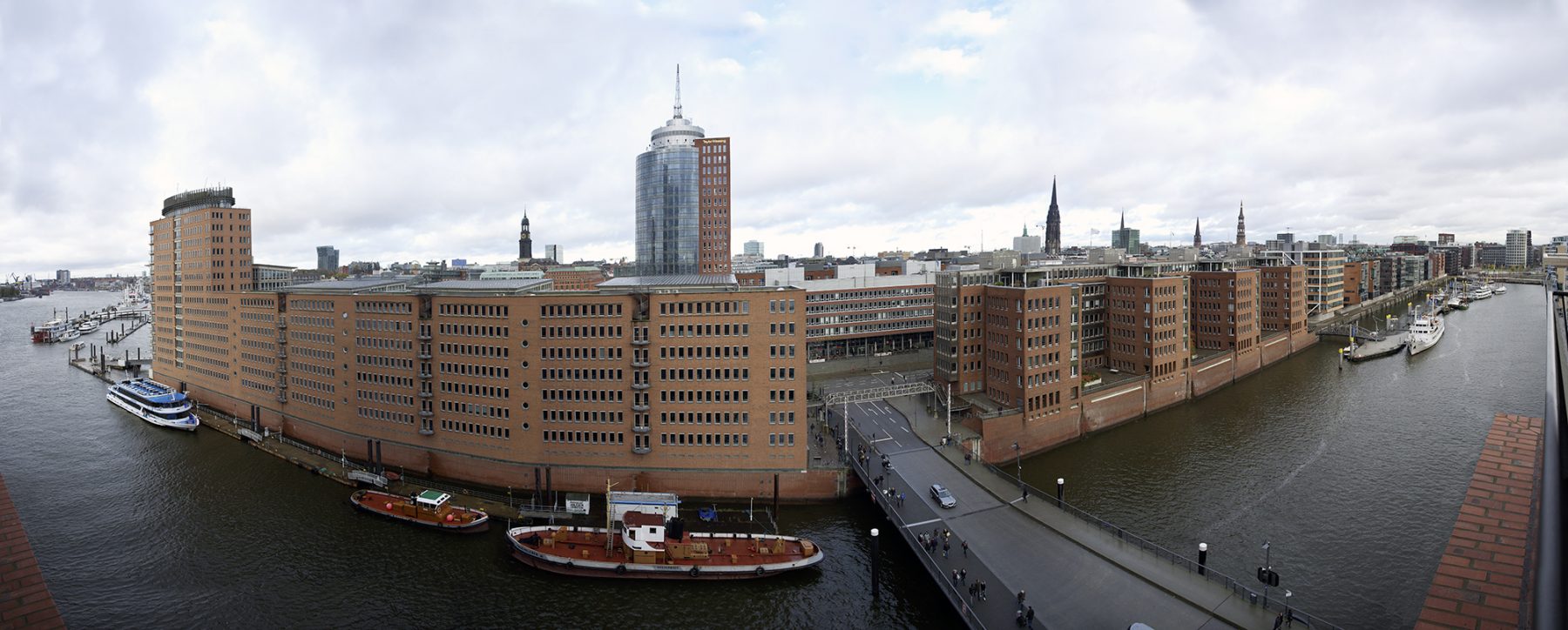 Hamburg, Speicherstadt von oben, Elbe, Panorama